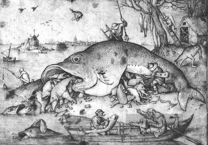 Große Fische fressen die kleinen Fische Flämisch Renaissance Bauer Pieter Bruegel der Ältere Ölgemälde
